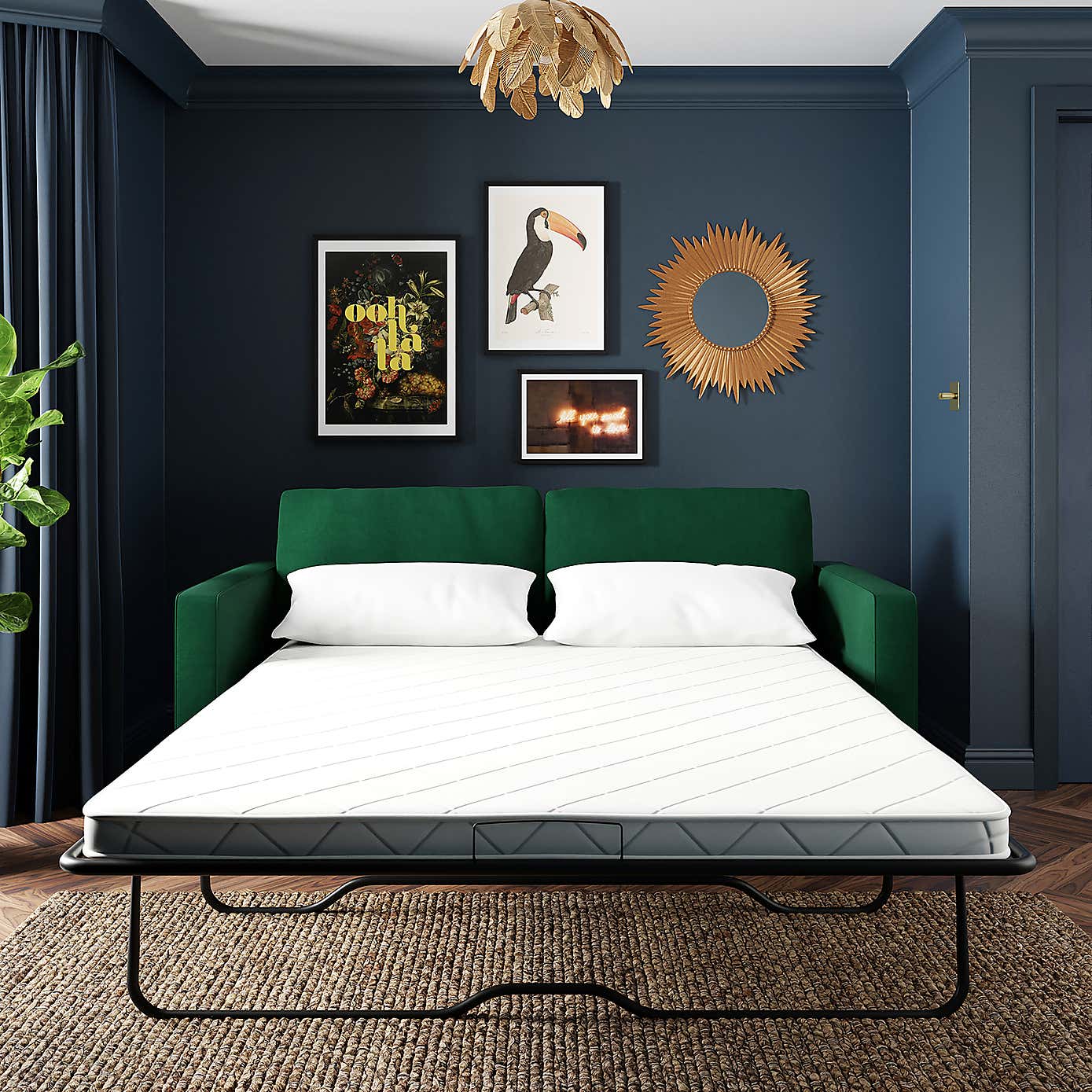 Zoe Velvet 3 Seater Double Sofa Bed