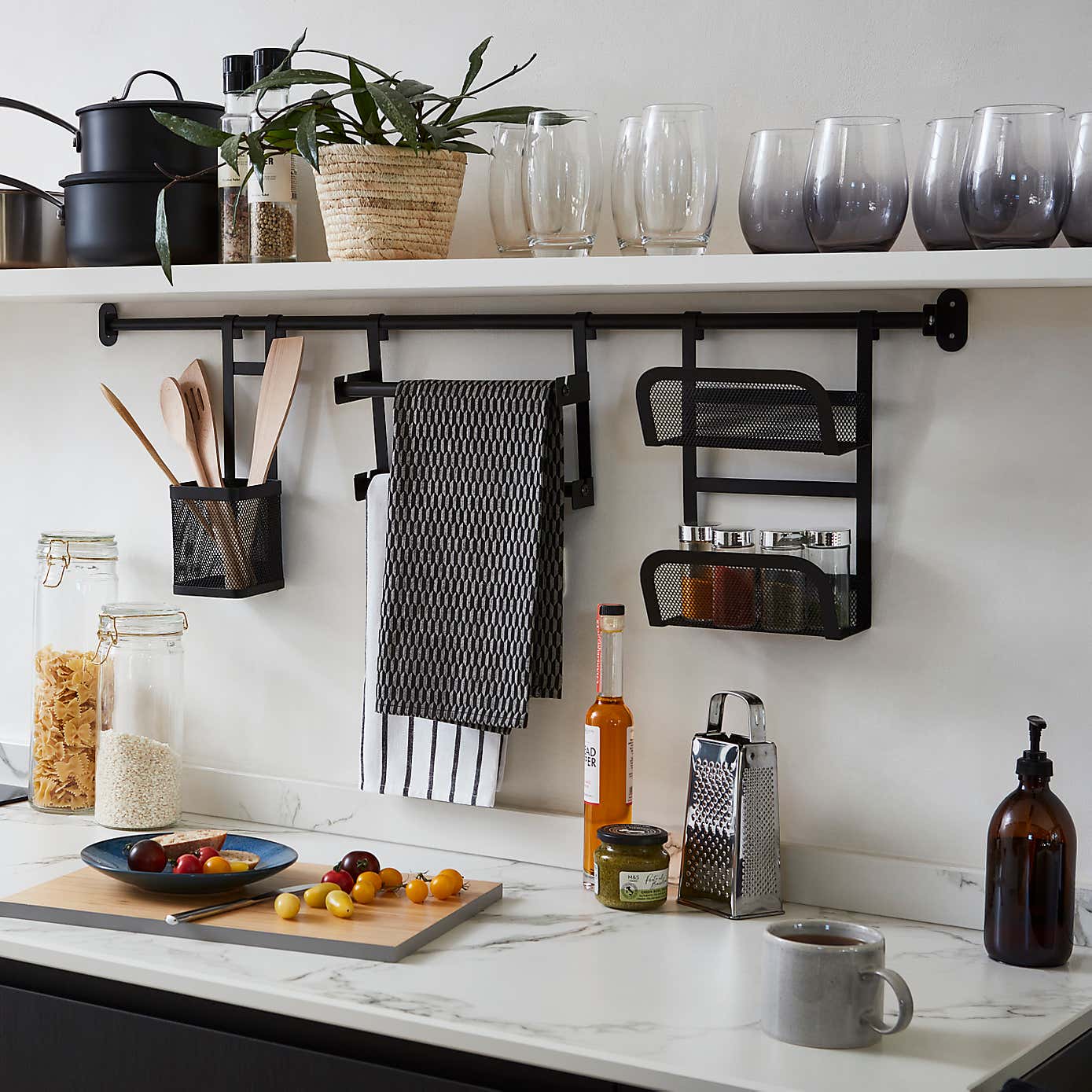 Matte Black Hanging Utensil Holder