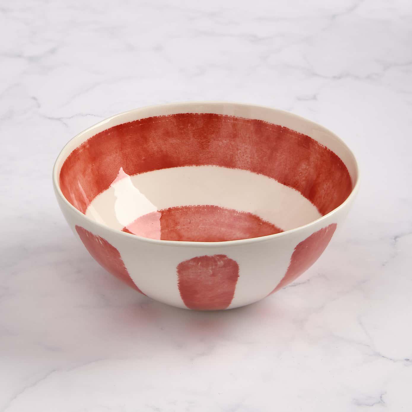 Striped Stoneware Snack Bowl