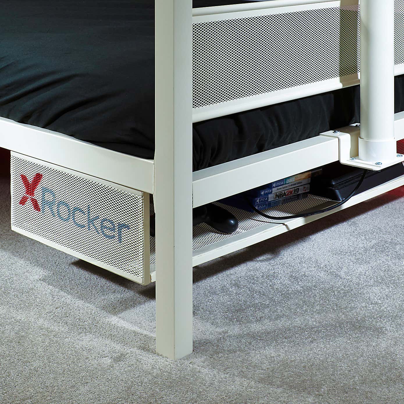 X Rocker White Basecamp Gaming Bed with TV VESA Mount