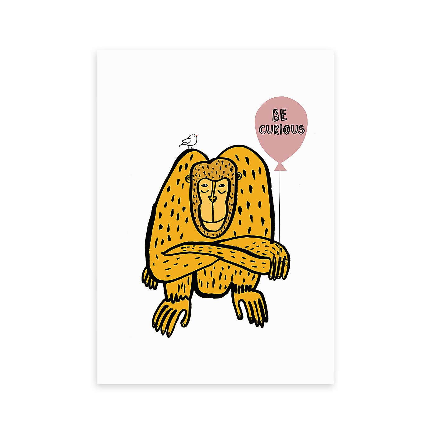 East End Prints Be Curious Monkey Print