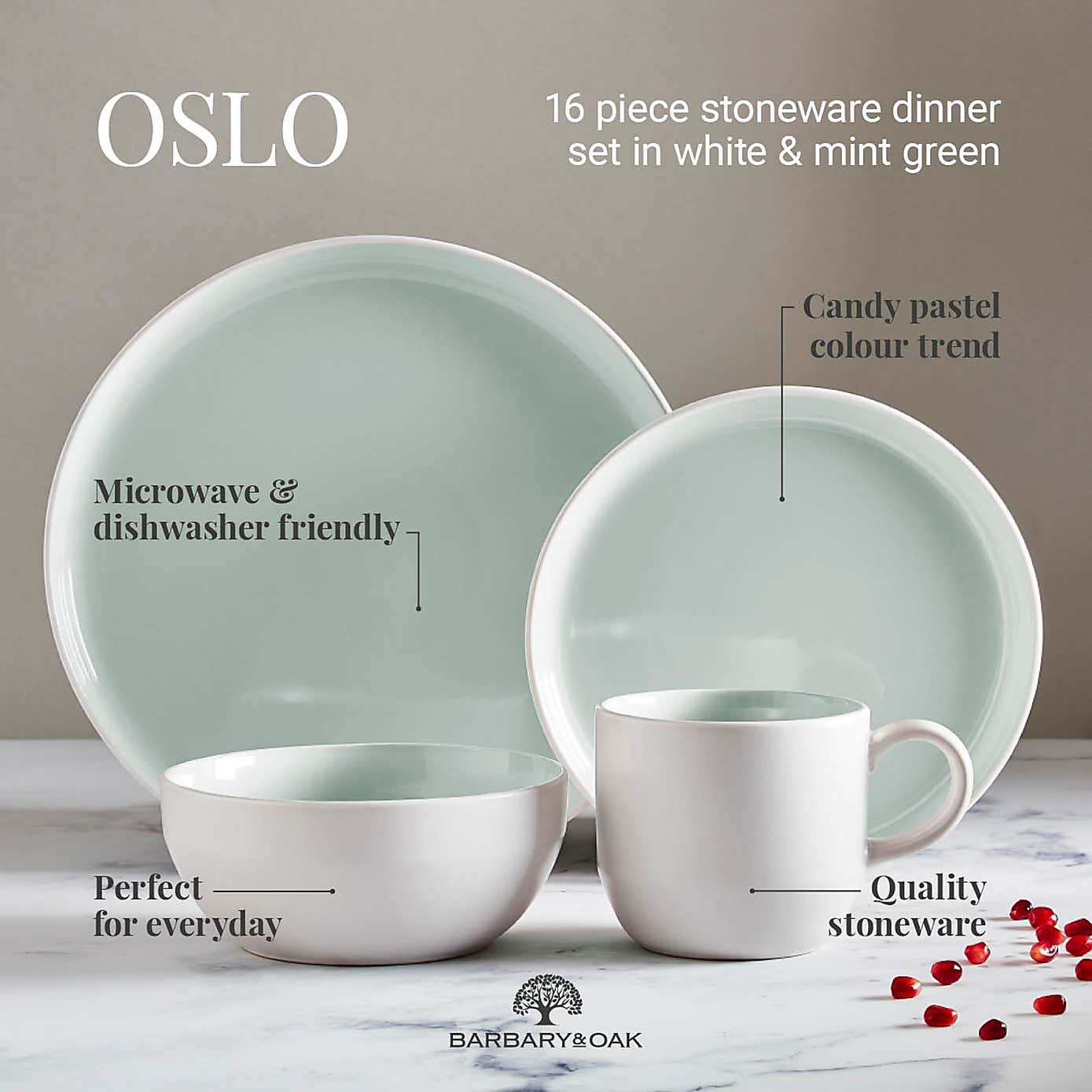Barbary & Oak Oslo Stoneware 16 Piece Dinner Set