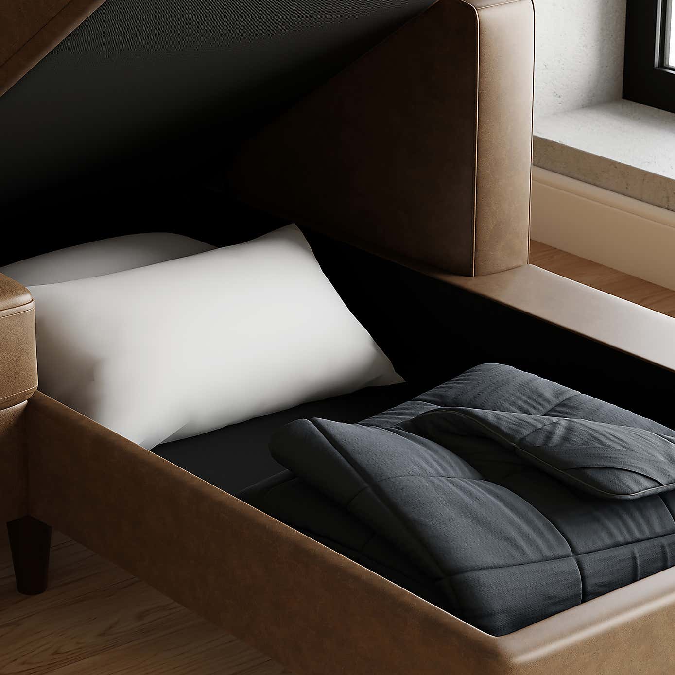 Zoe Faux Leather 3 Seater Corner Double Sofa Bed