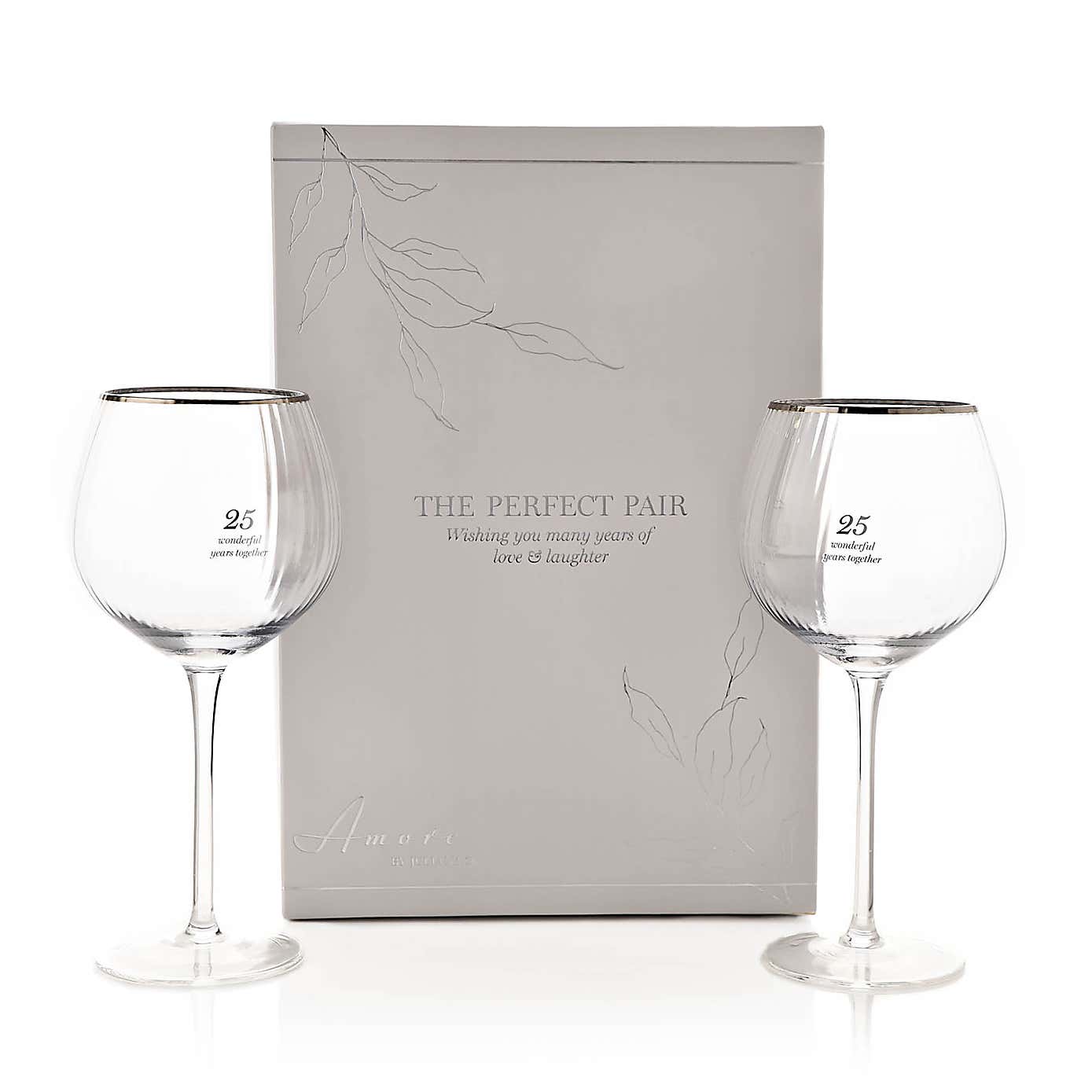 Amore Set of 2 25th Anniversary Gin Glasses