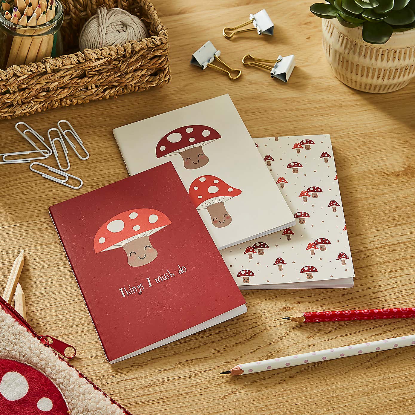 Waters & Noble Set of 3 Mushroom Softcover Notebooks