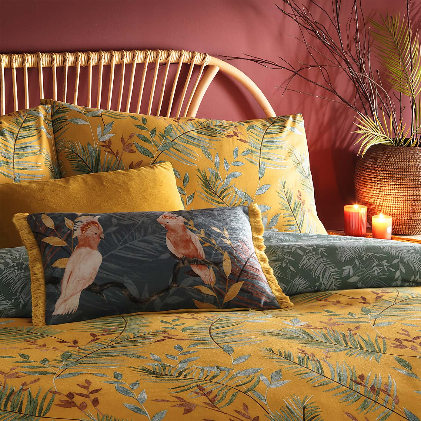 Riva Mazari Mustard Duvet Cover and Pillowcase Set