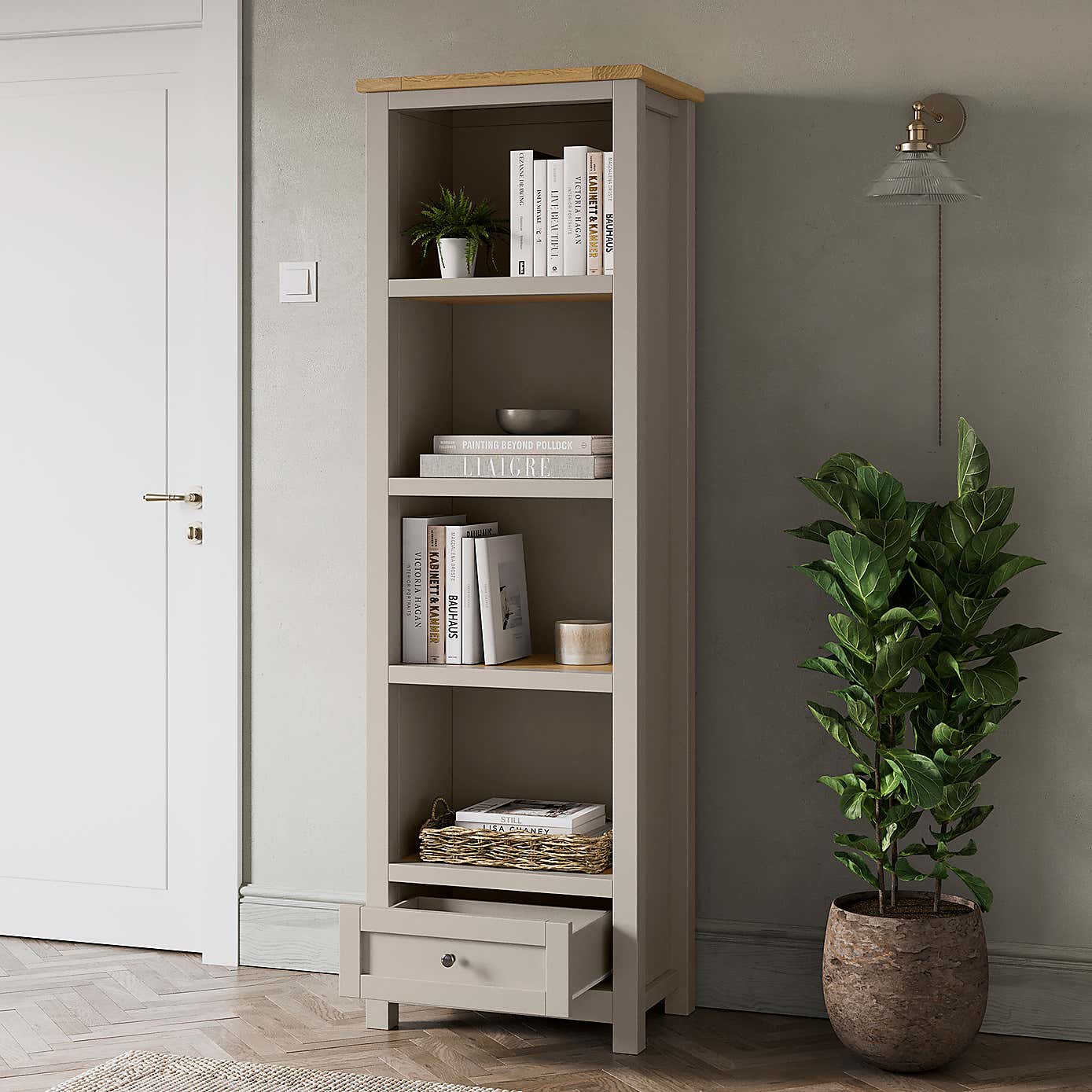 Olney Narrow Bookcase, Stone