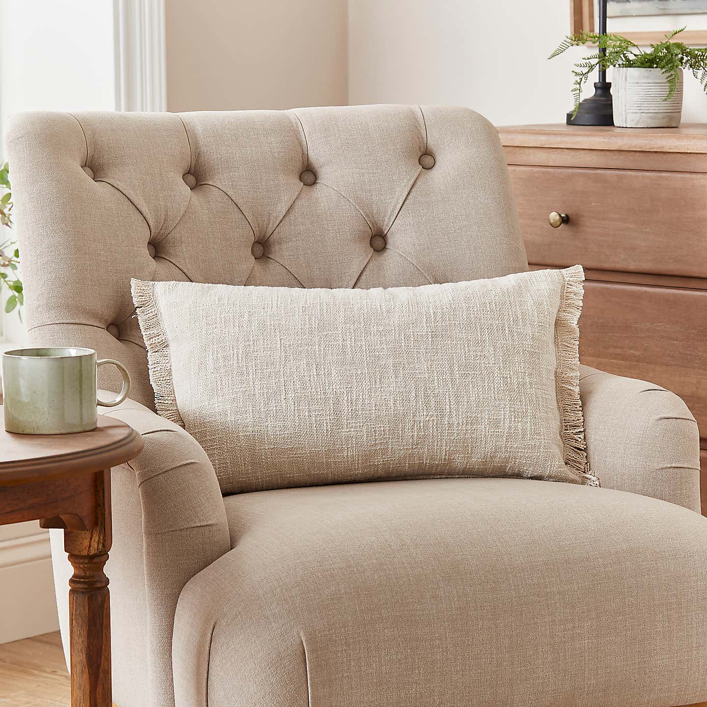 Woven Fringe Rectangular Cushion