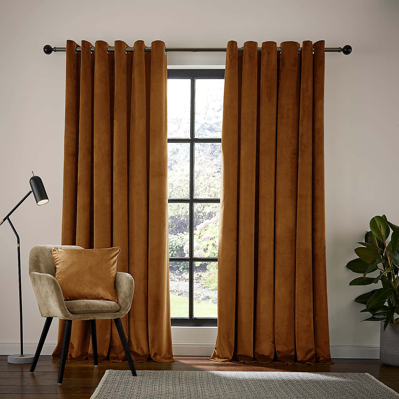 Recycled Velour Eyelet Curtains