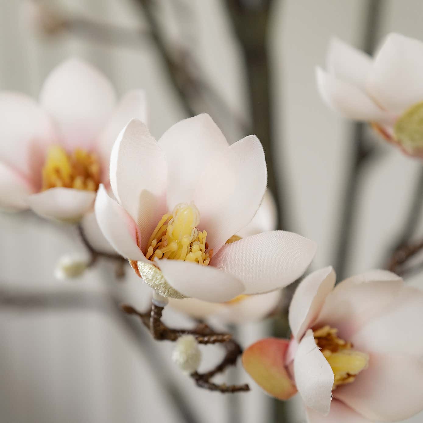 Artificial Cream Magnolia Tree in Black Plant Pot