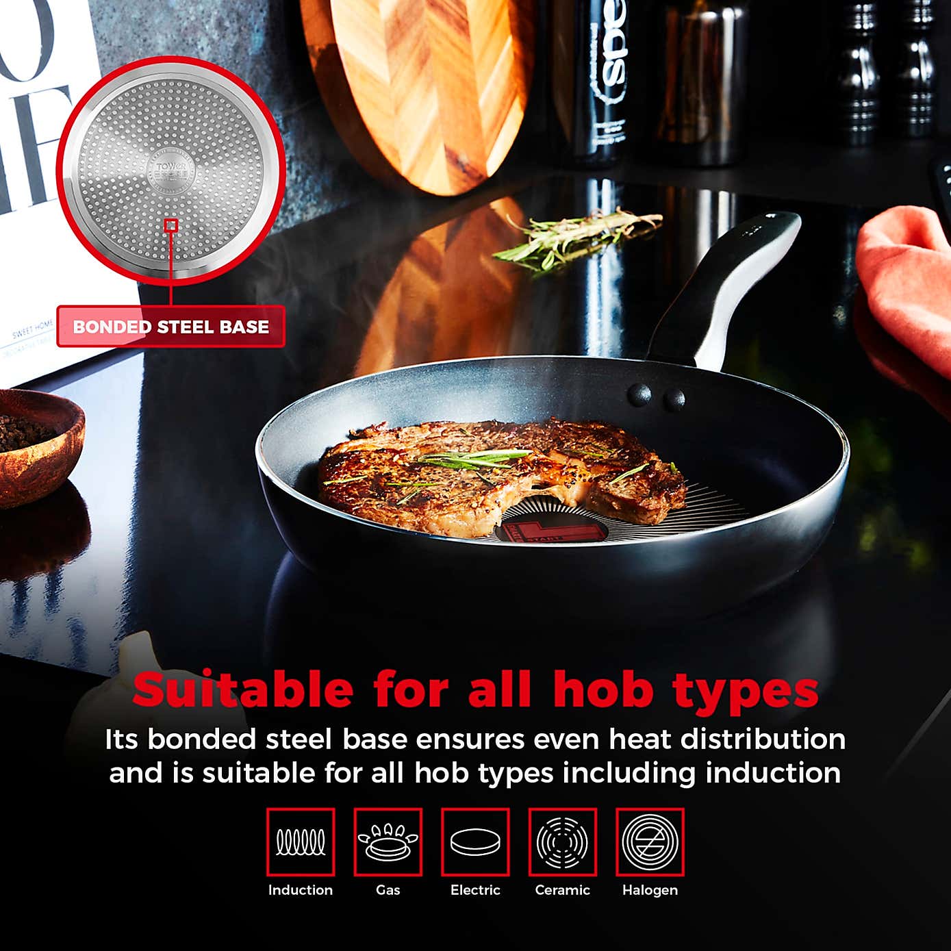 Tower Smart Start Gourmet Non-Stick Aluminium Frying Pan, 32cm