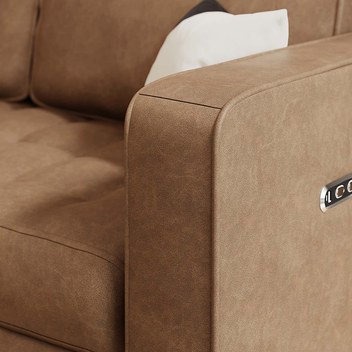 Zoe Faux Leather Power Recliner 3 Seater Sofa, Mocha