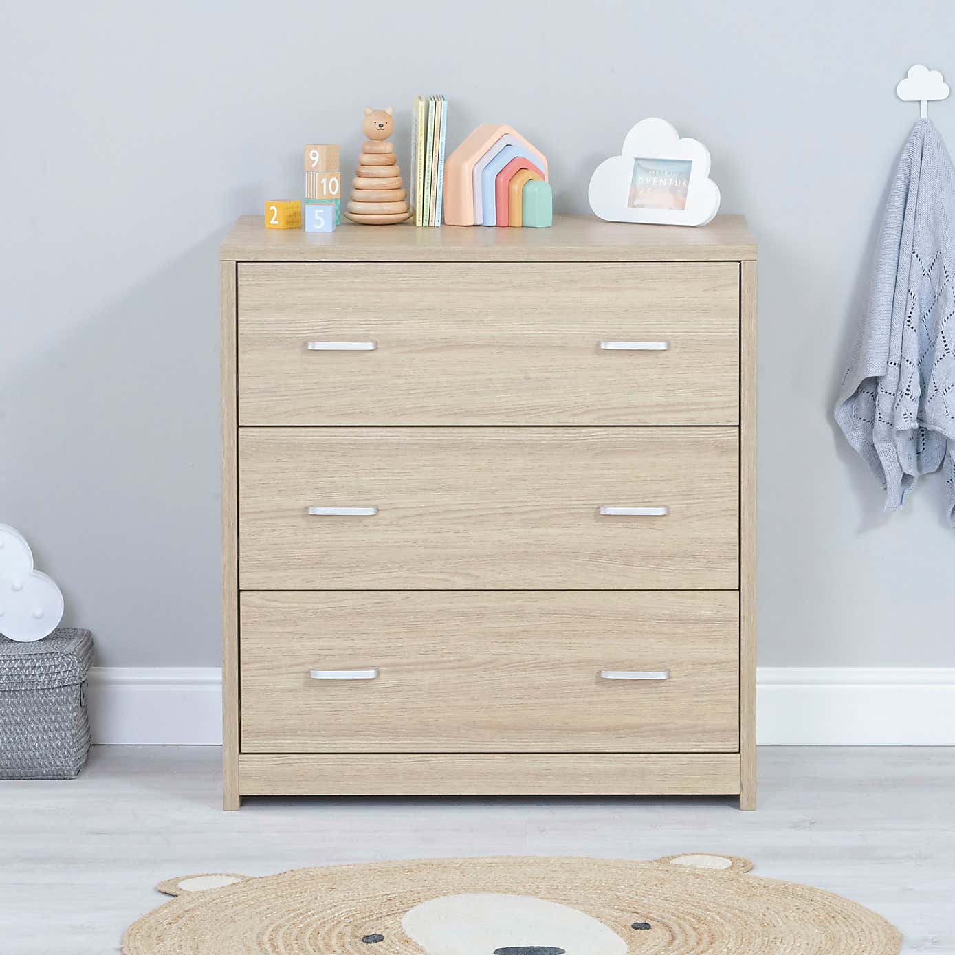 Return - Babymore Luno Veni 3 Drawer Chest & Changing Unit, Oak