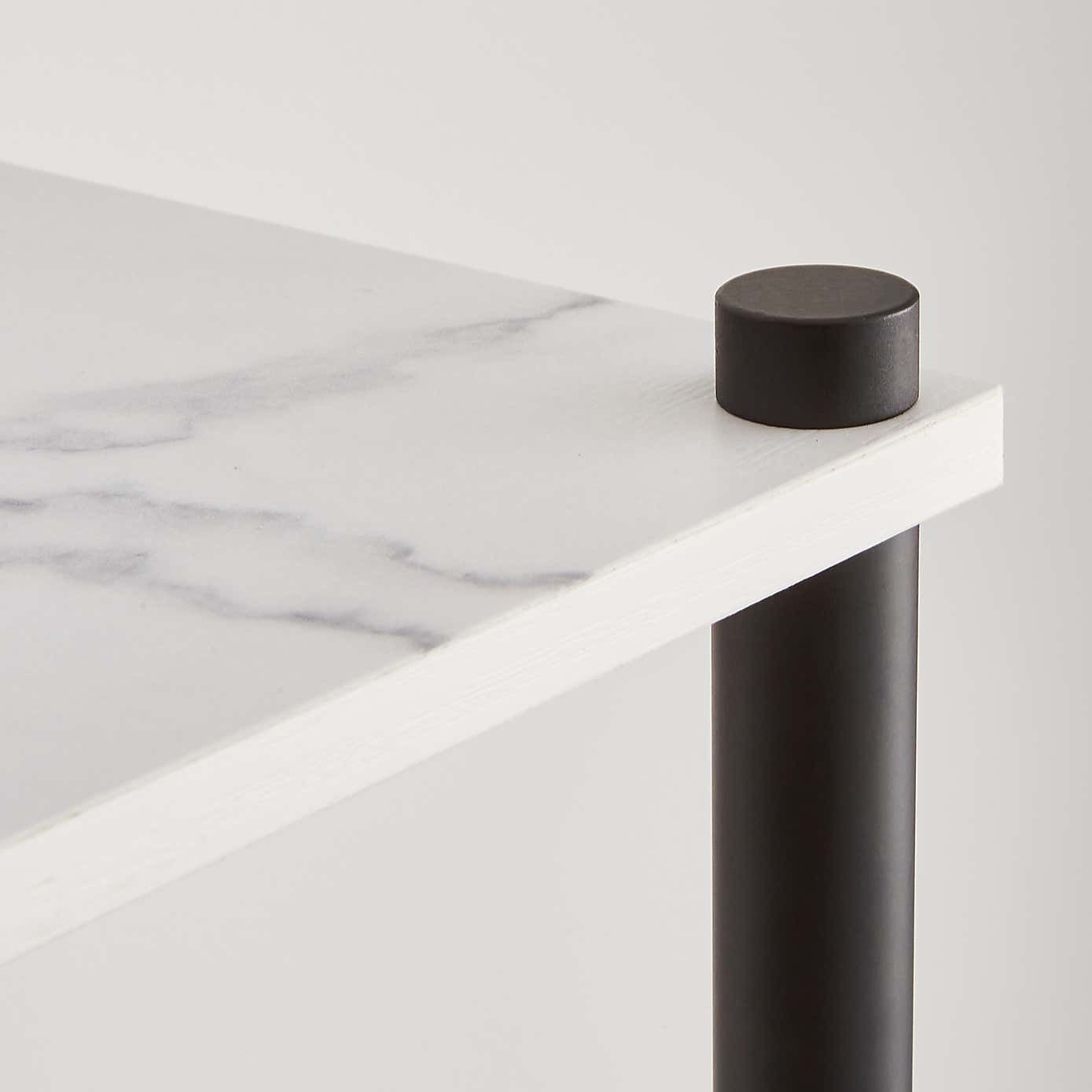 Aiko Wall Unit with LED Lights Black and Faux Marble