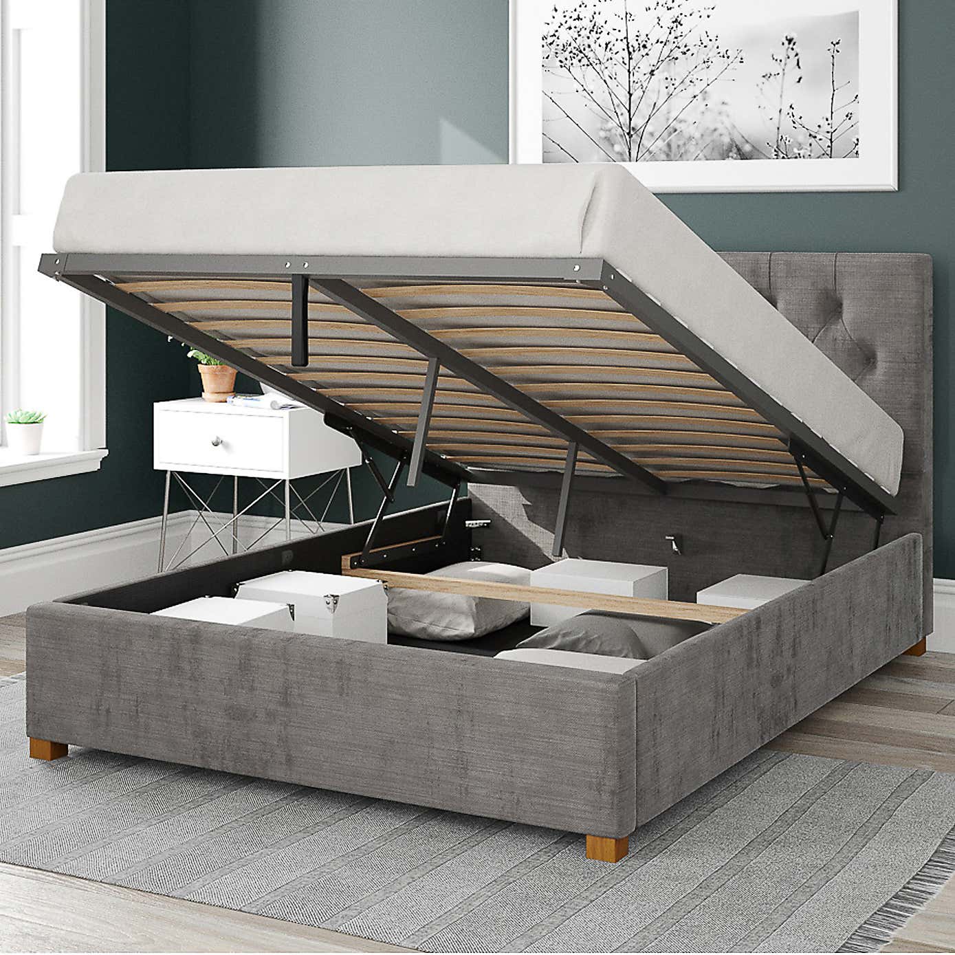Olivier Firenze Velour Ottoman Bed