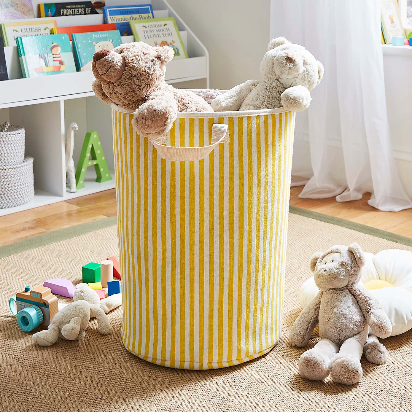 Kids Fabric Mushroom Stripe Toy Storage Bag