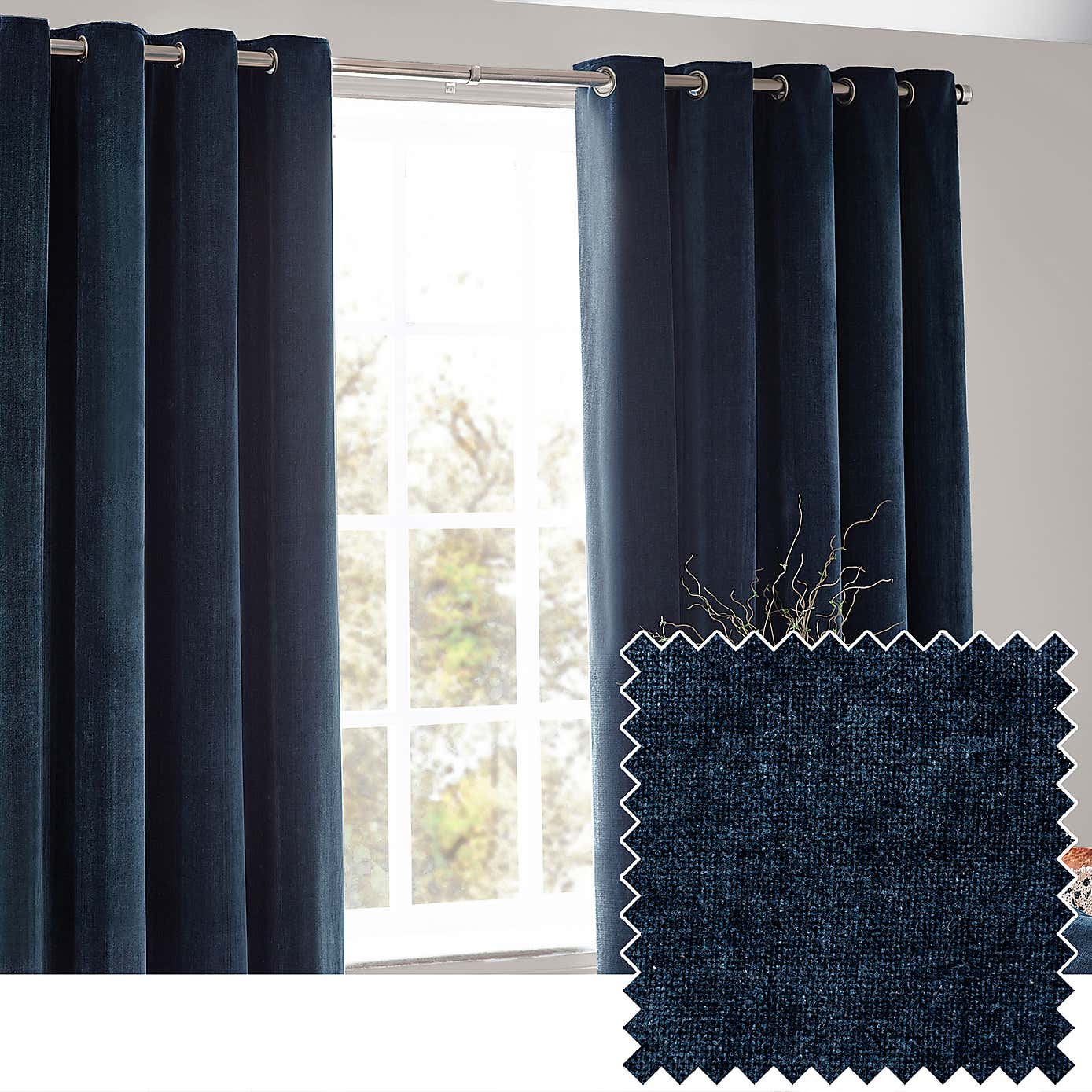 Yard Heavy Chenille Eyelet Curtains