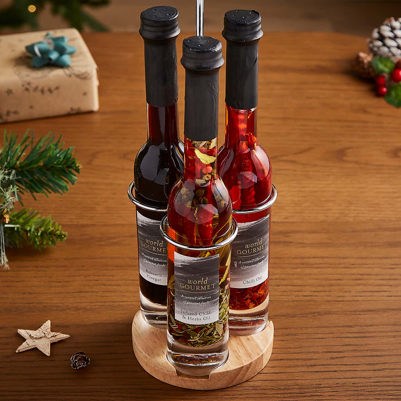 Three Bottle Oil and Vinegar Set