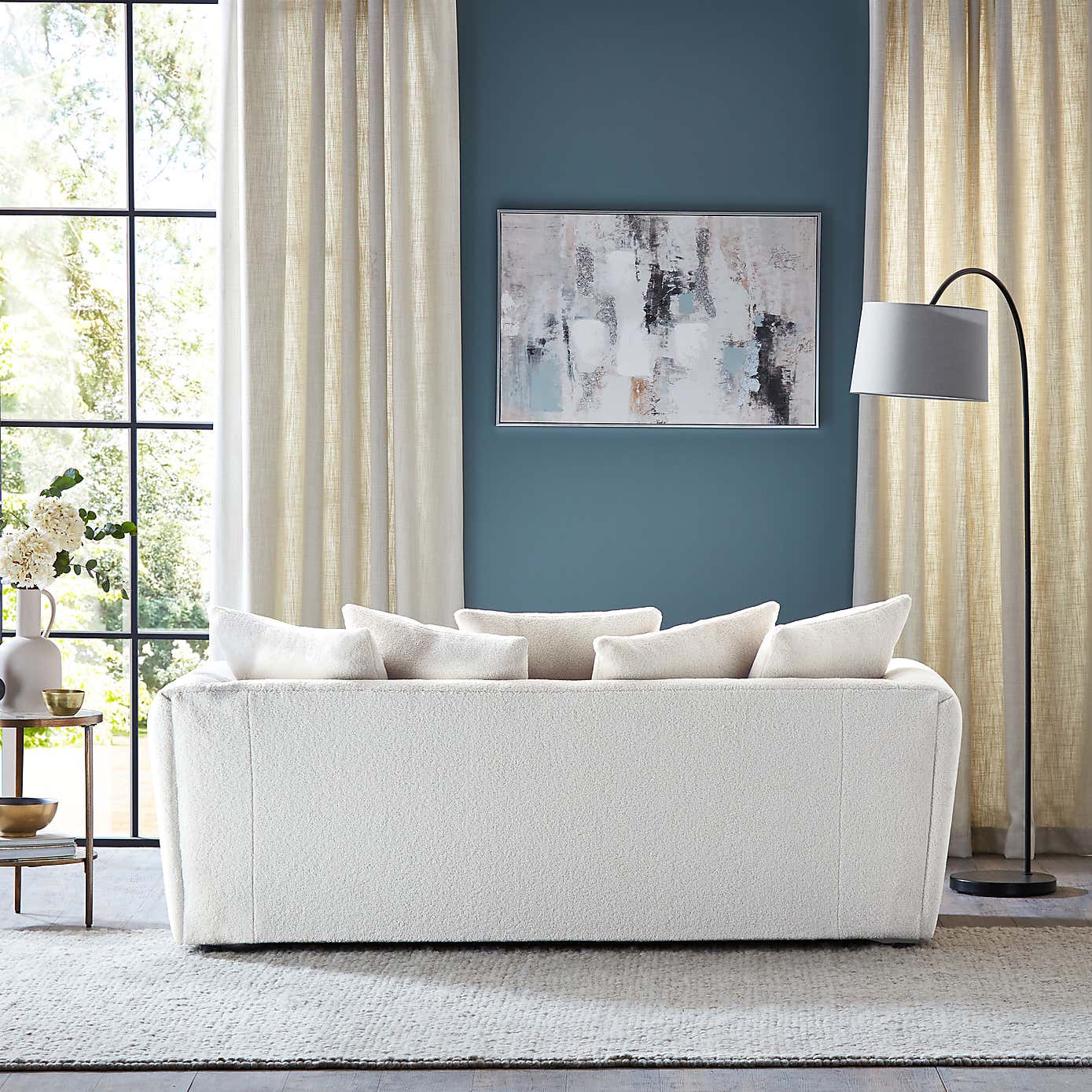 Blake II Cosy Sherpa Quilted Arm 3 Seater Sofa Ivory