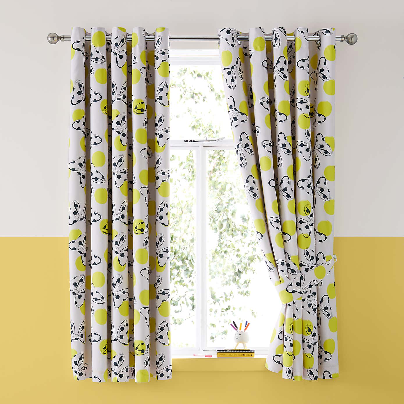 Minnie Yellow Eyelet Curtains