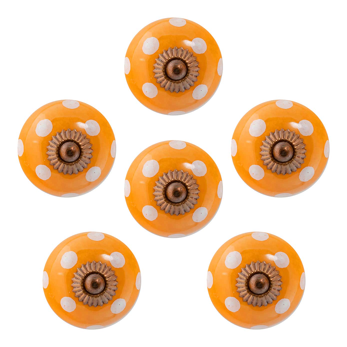 Pack of 6 Nicola Spring Spotted Round Drawer Knobs