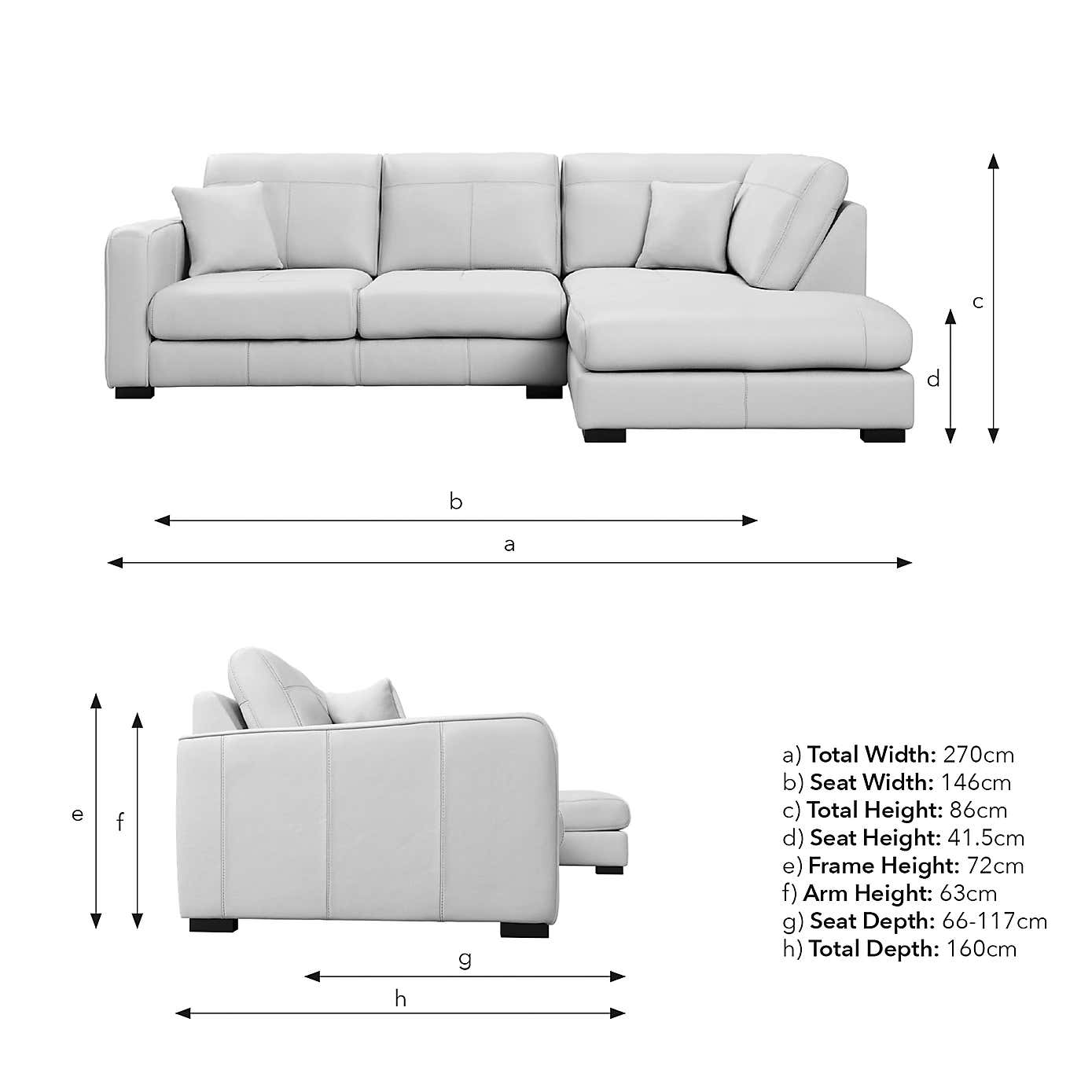 Carson Classic Leather Large Corner Chaise Sofa