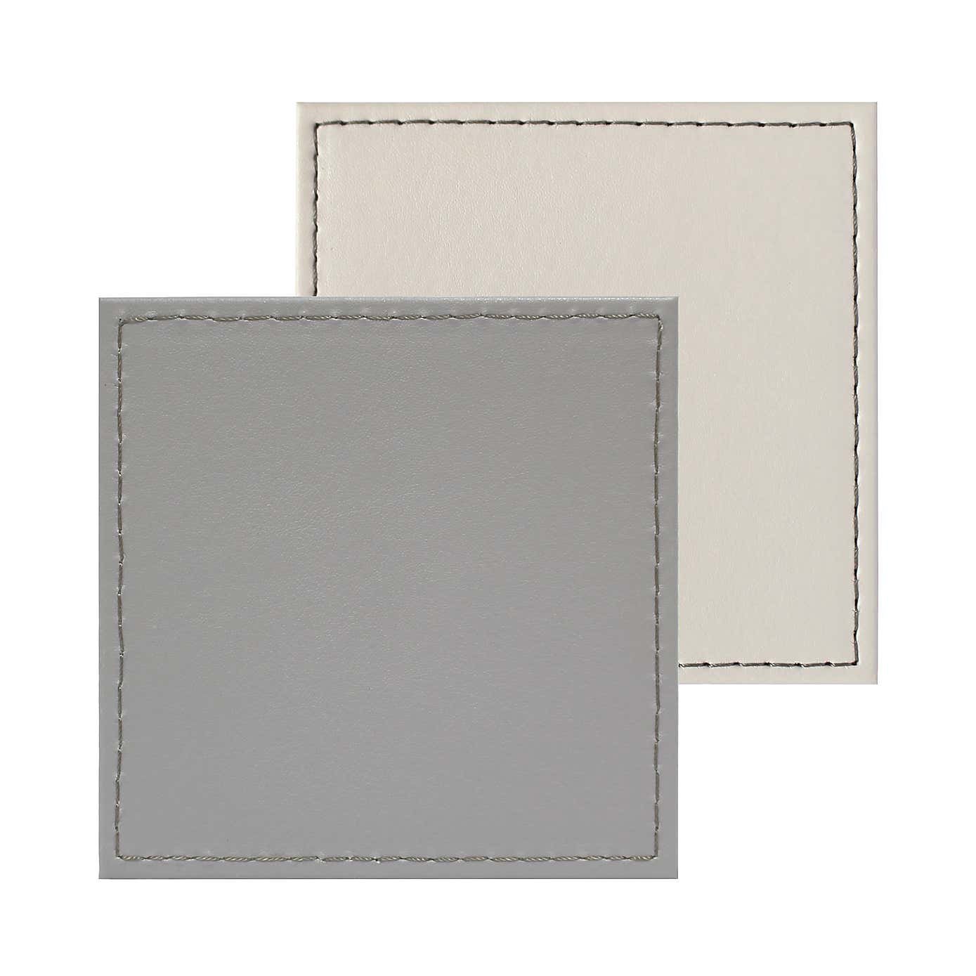 Set of 4 Reversible Cream & Grey Faux Leather Coasters