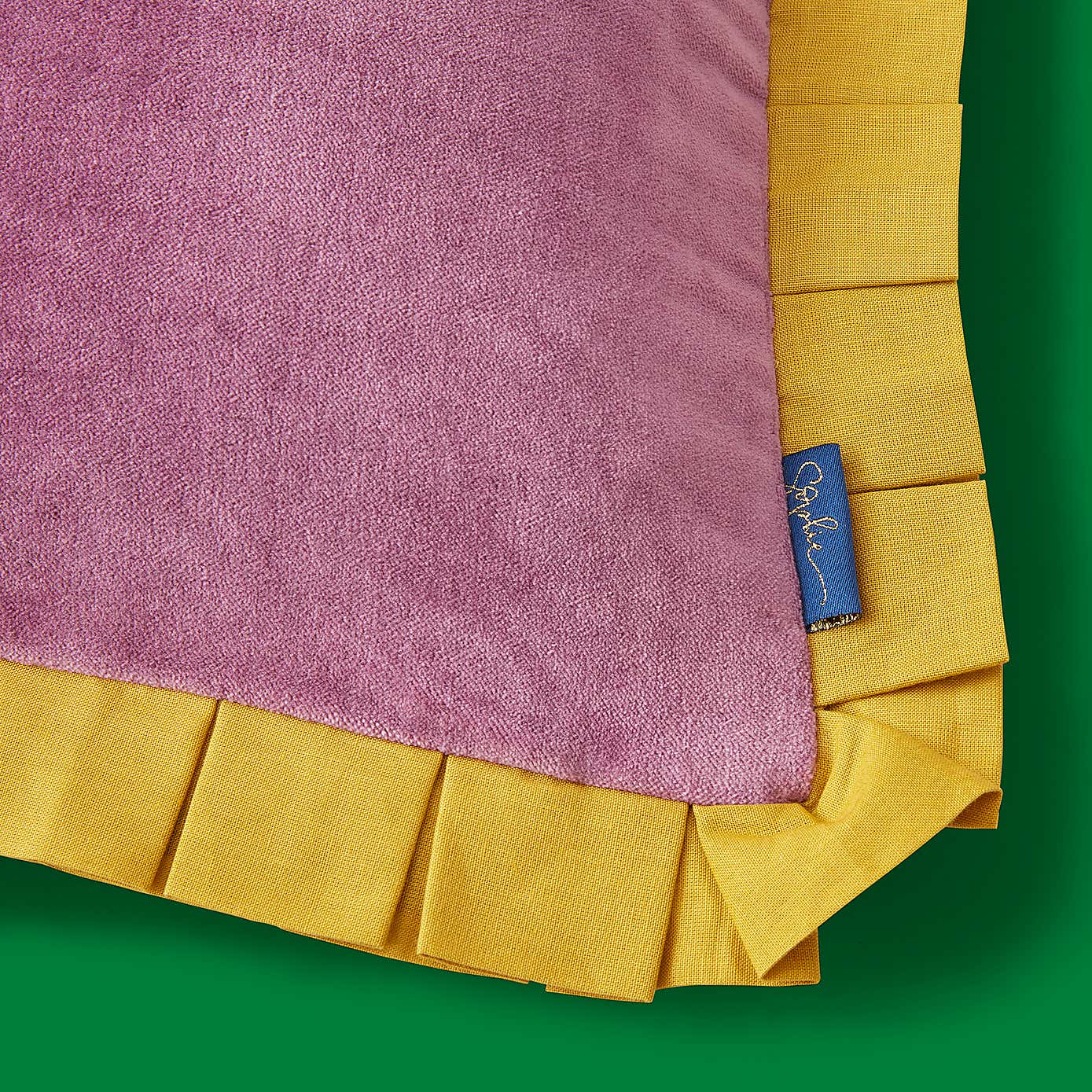 Sophie Robinson Velvet Box Pleat Cotton Square Cushion