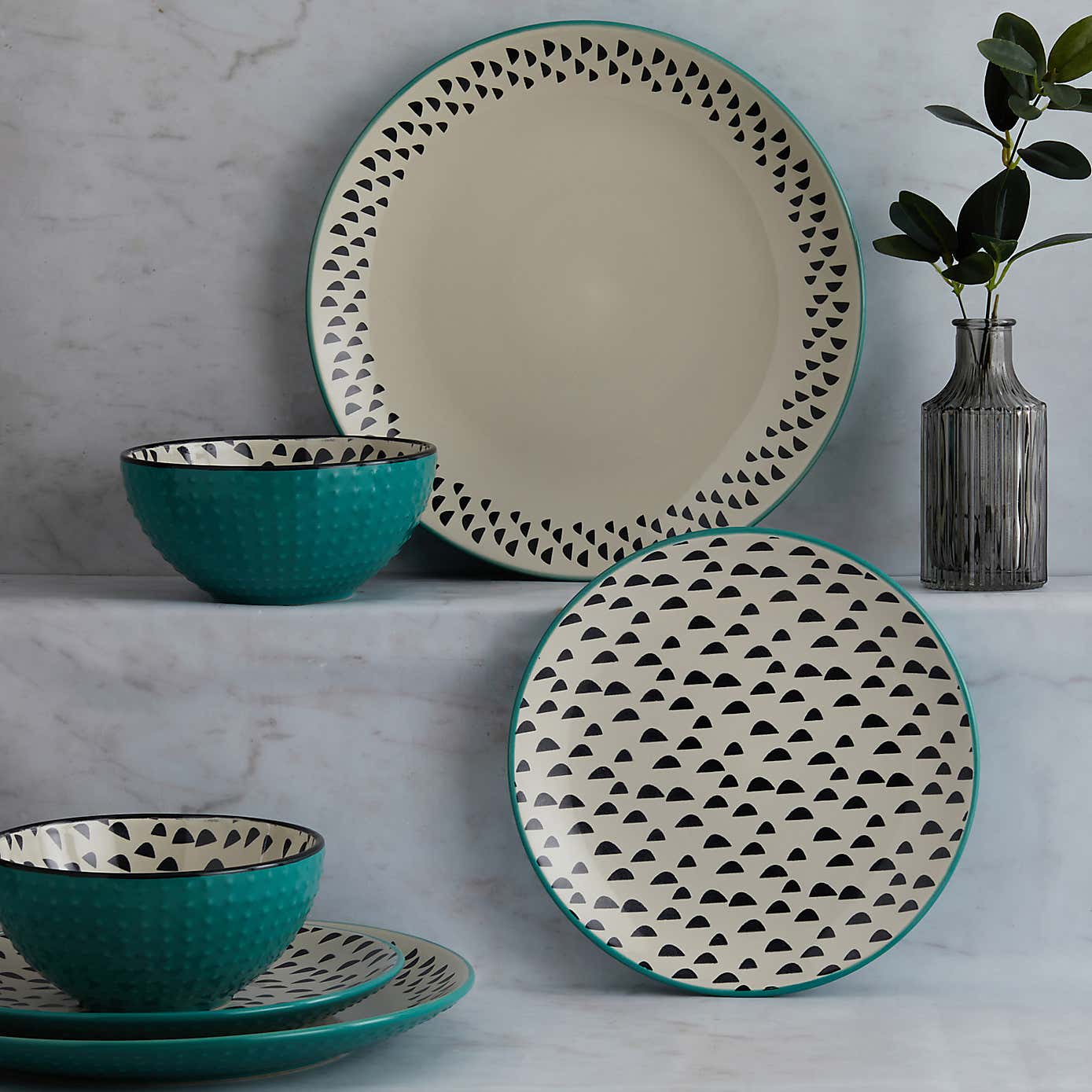 Global Teal 12 Piece Dinner Set