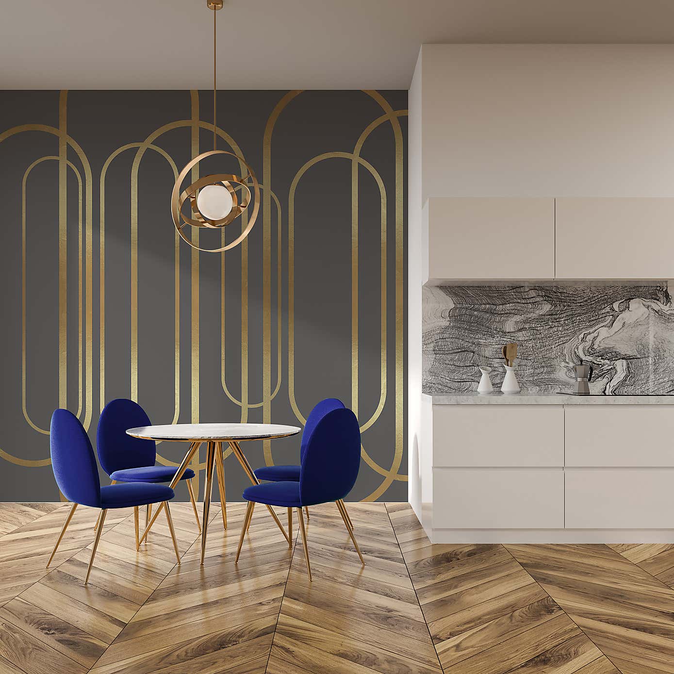 Deco Arches Grey Mural