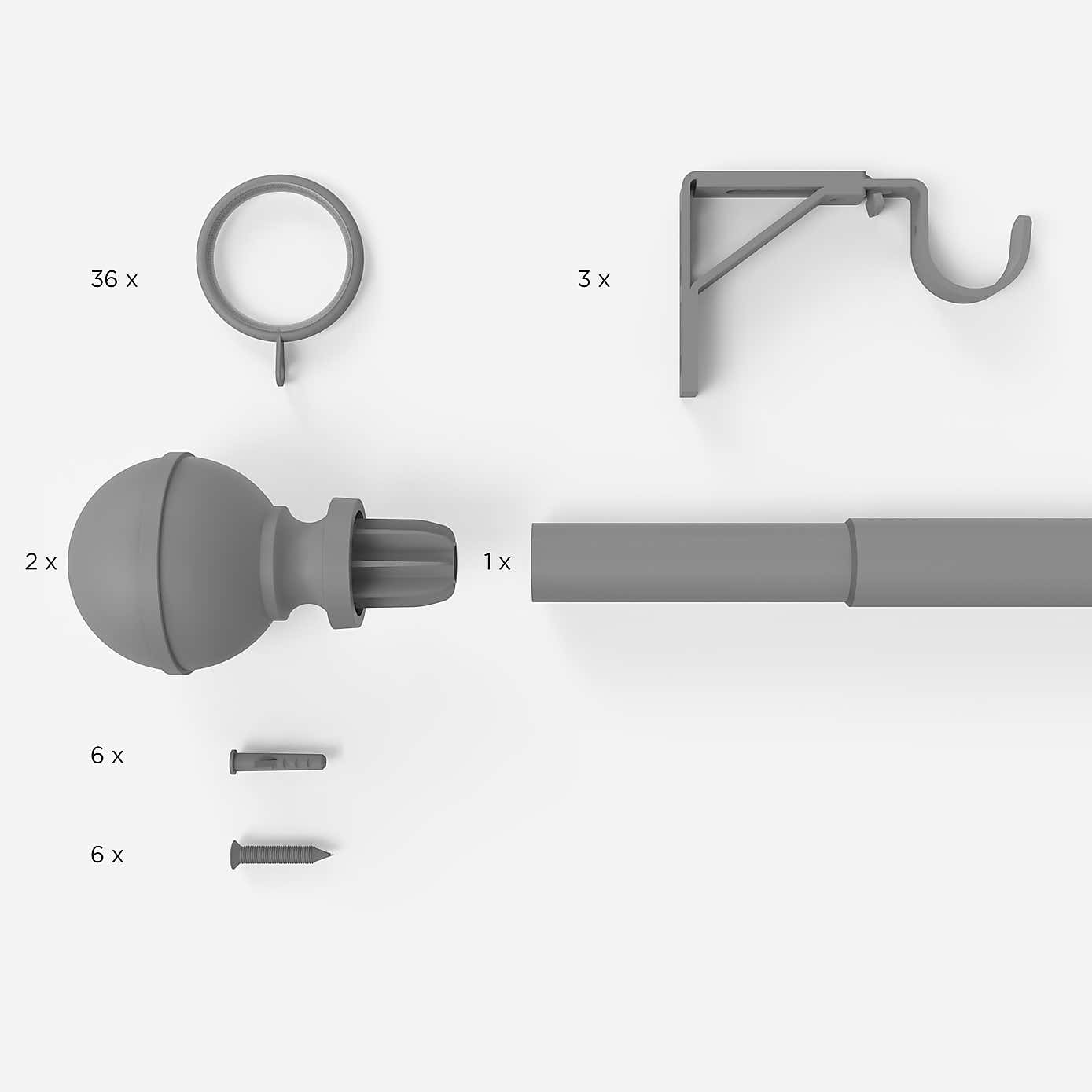 Vintage Ball Extendable Ivory Curtain Pole Dia. 25/28mm
