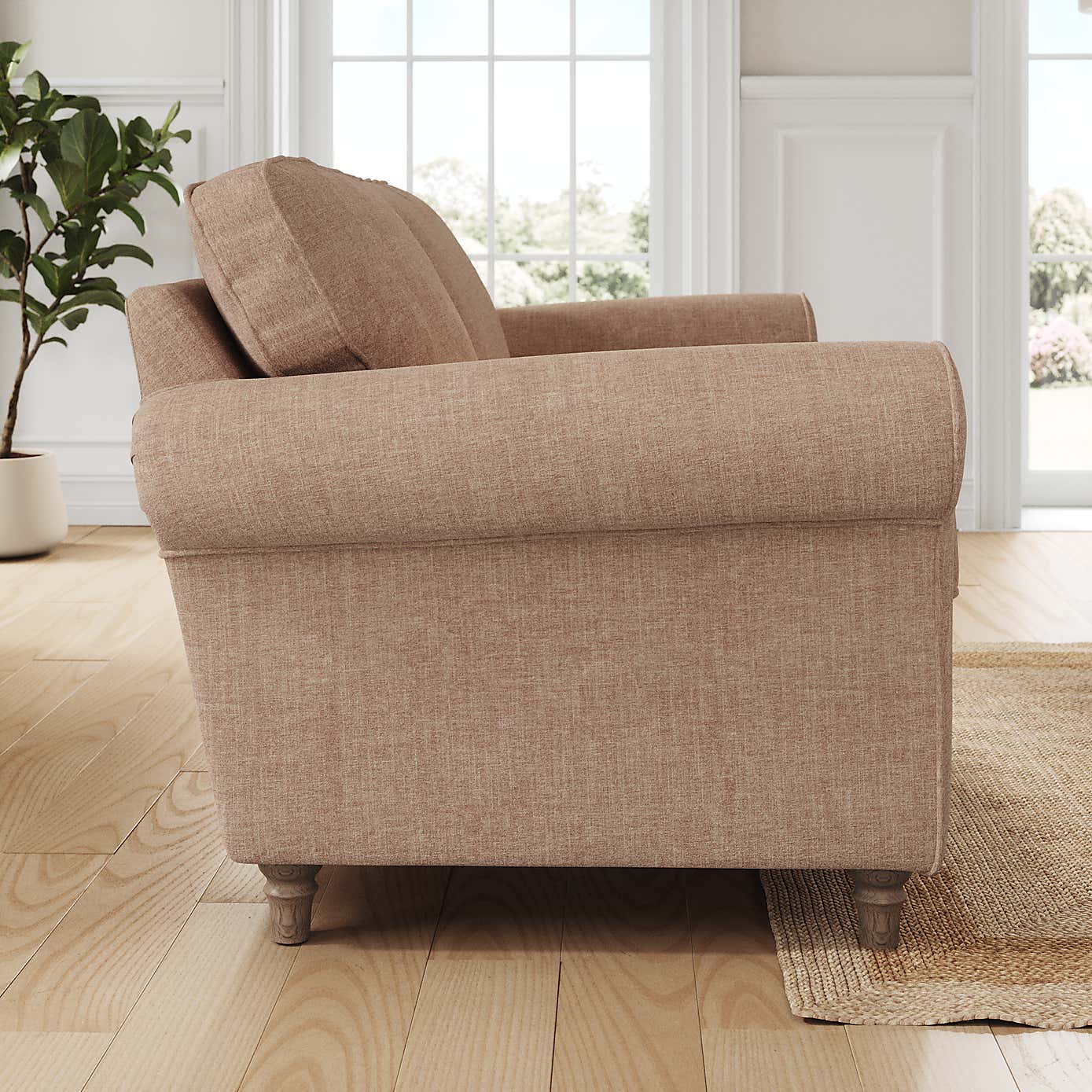 Flori 2 Seater Sofa, Tonal Plush Chenille