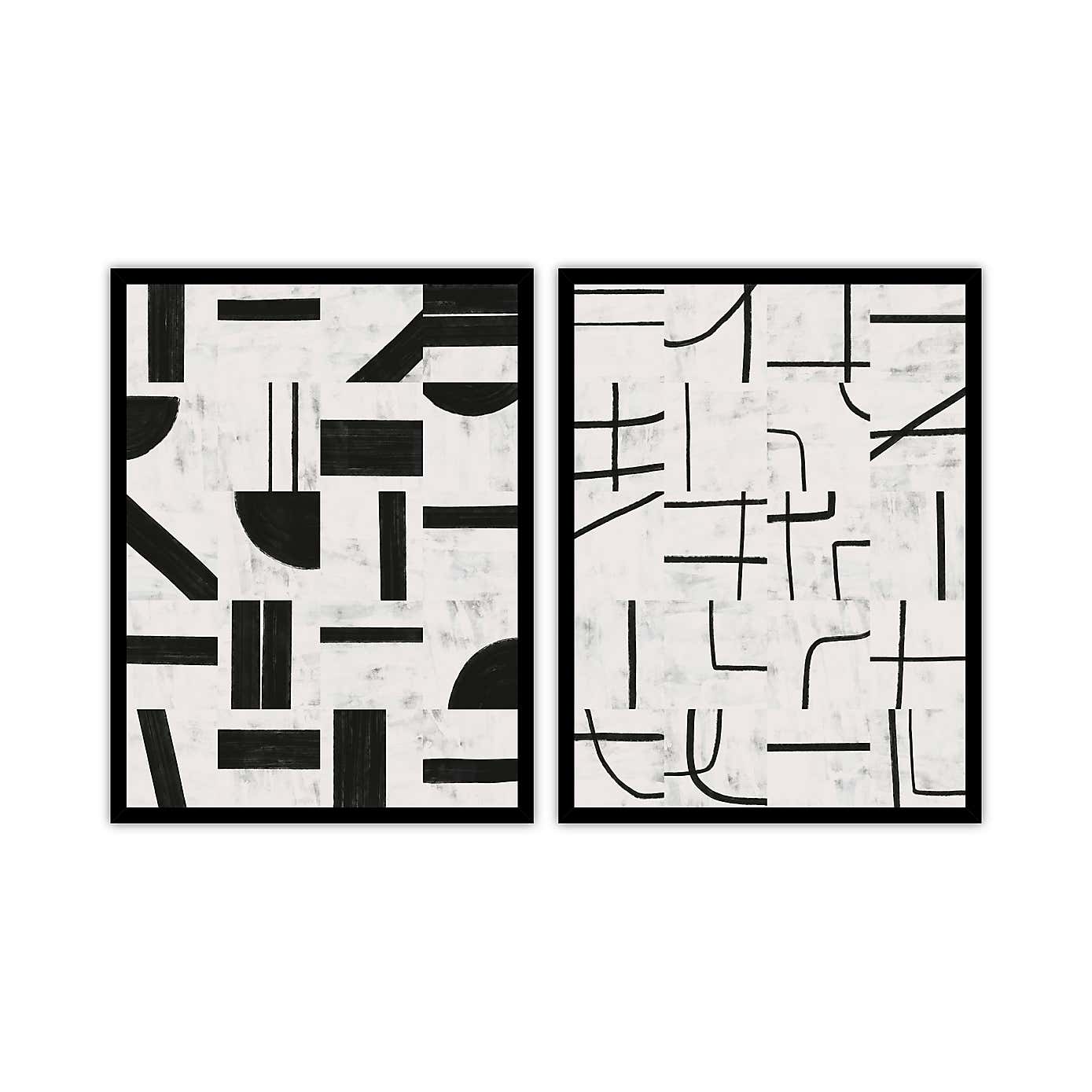 Set of 2 Mod Abstract Framed Prints