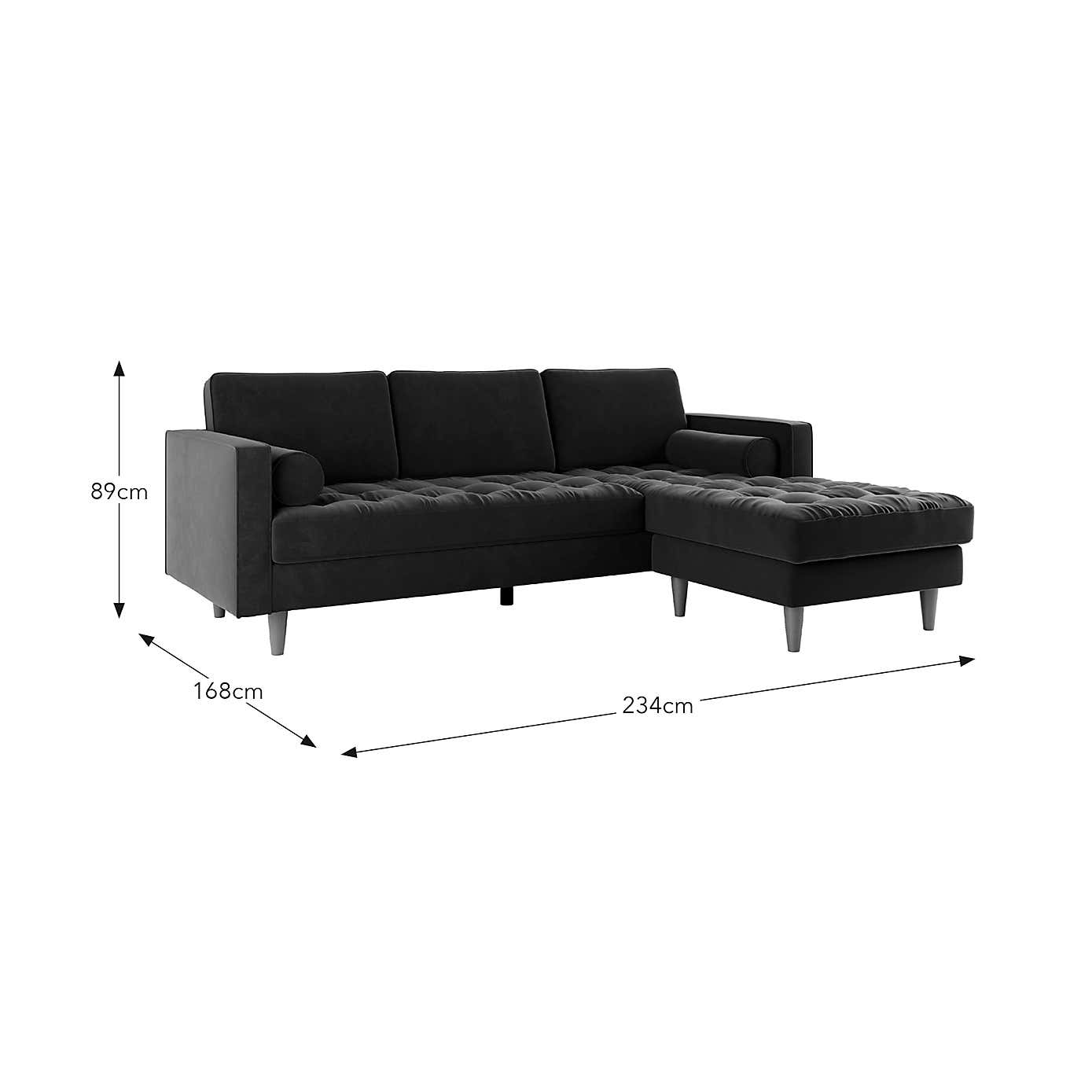 Zoe Casual Sit Velvet Corner Chaise Sofa