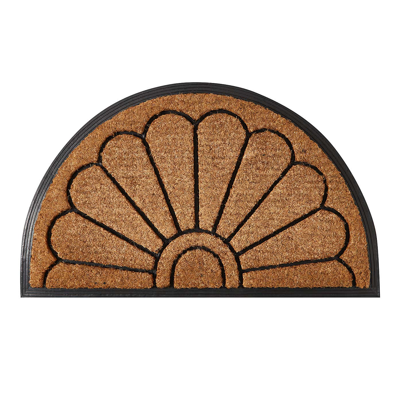 Scroll Half Moon Rubber and Coir Doormat