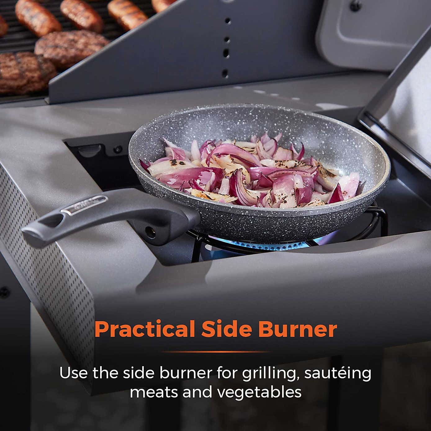 Tower Stealth 3000 Three Burner Gas BBQ with Side Burner, Grey Steel