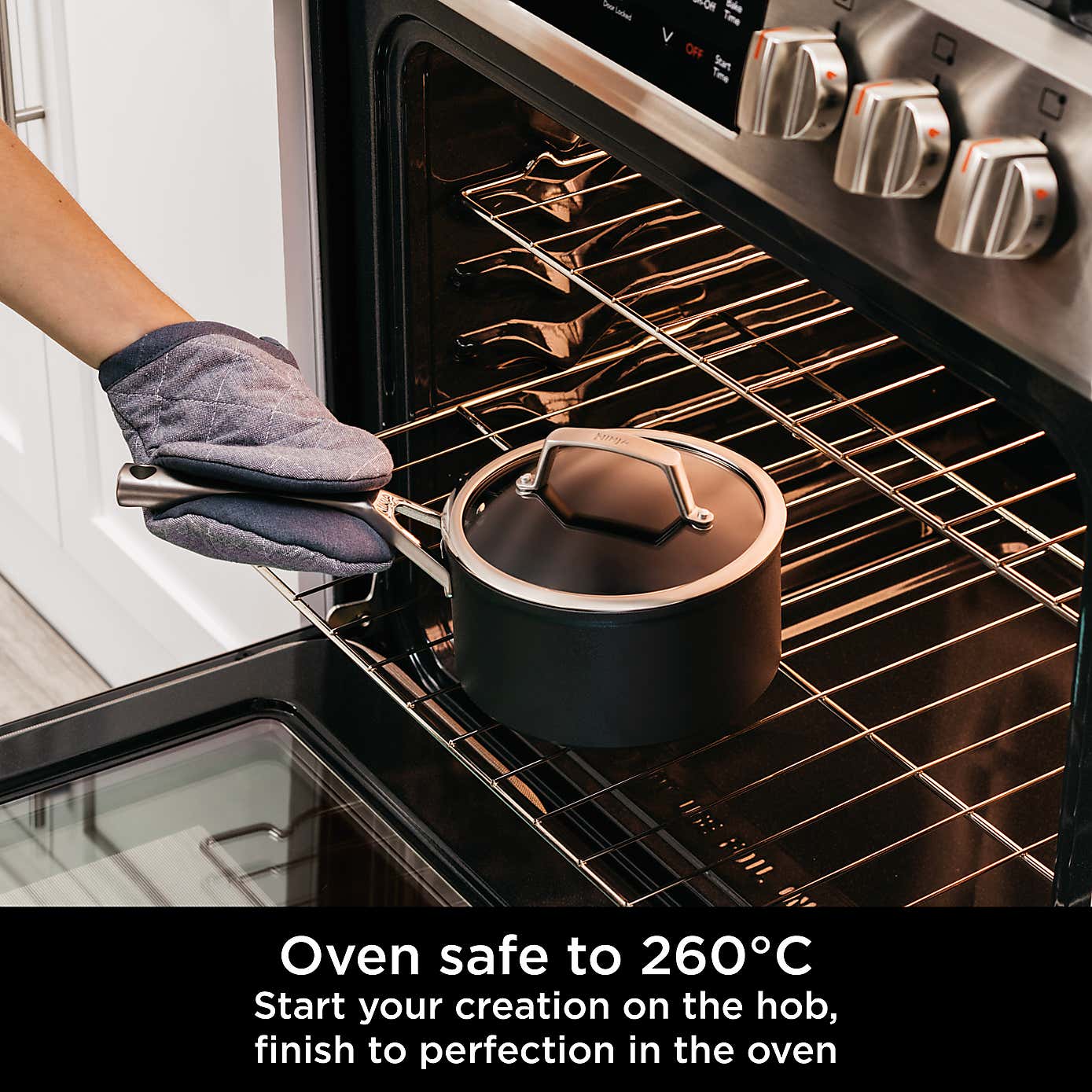 Ninja ZEROSTICK Hard Anodised Saucepan with Lid, 18cm