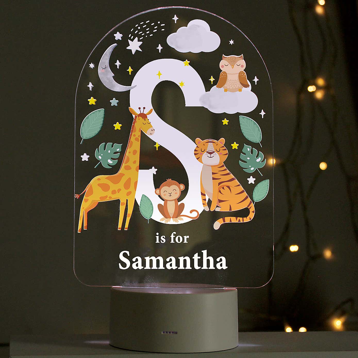 Personalised Animal Alphabet Colour Changing Night LED Light