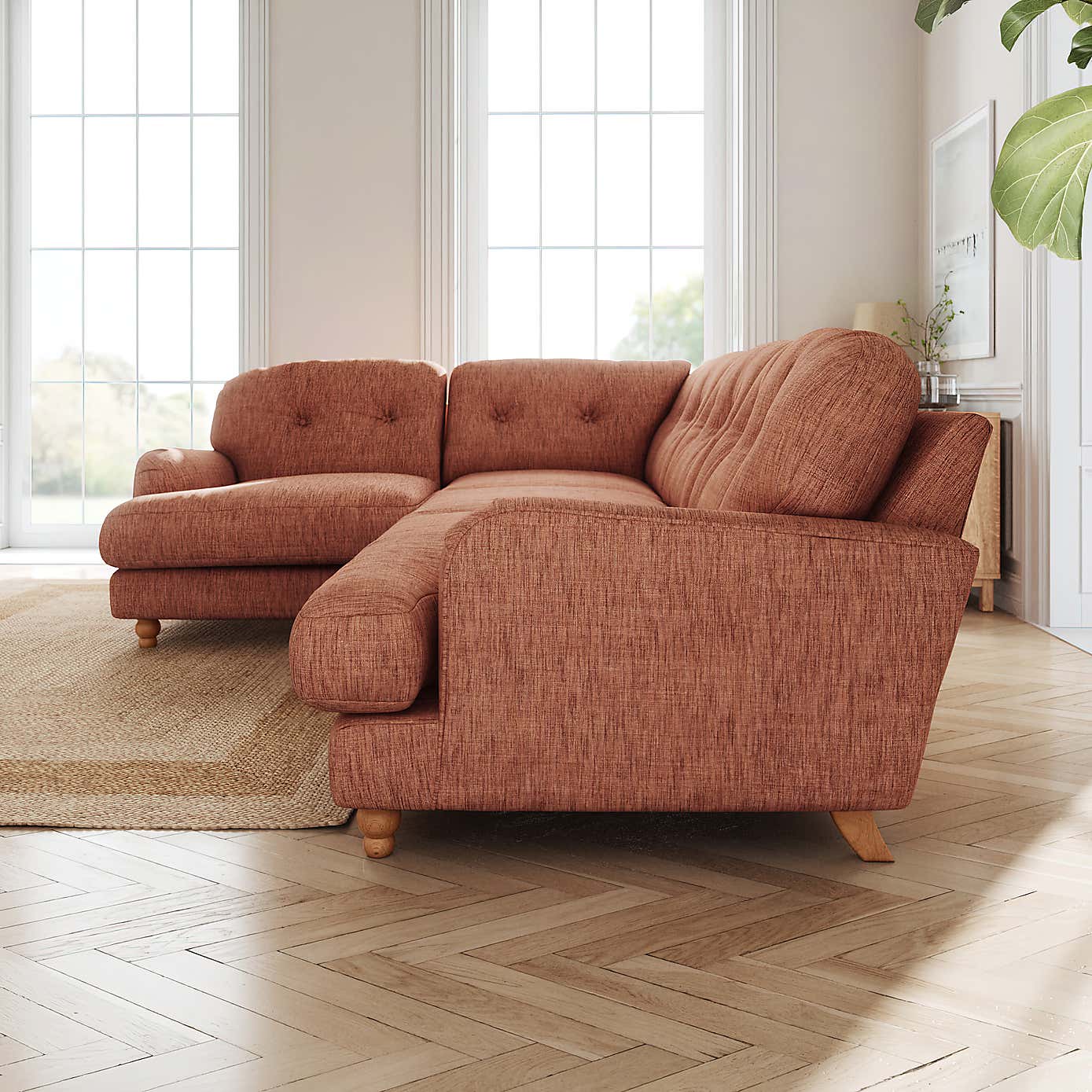 Martha Slub Faux Linen Full Corner Sofa