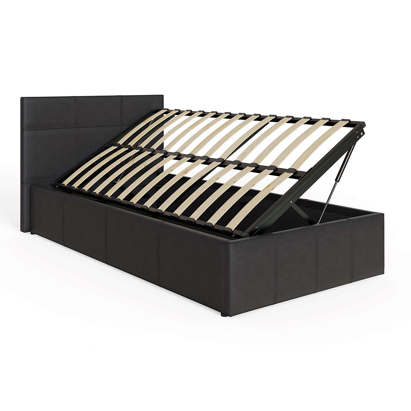 Side Lift Ottoman Bed Frame, Faux Leather