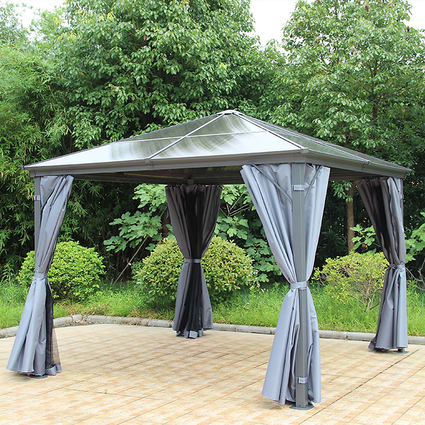 Lugano Polycarbonate 3m x 3m Grey Gazebo