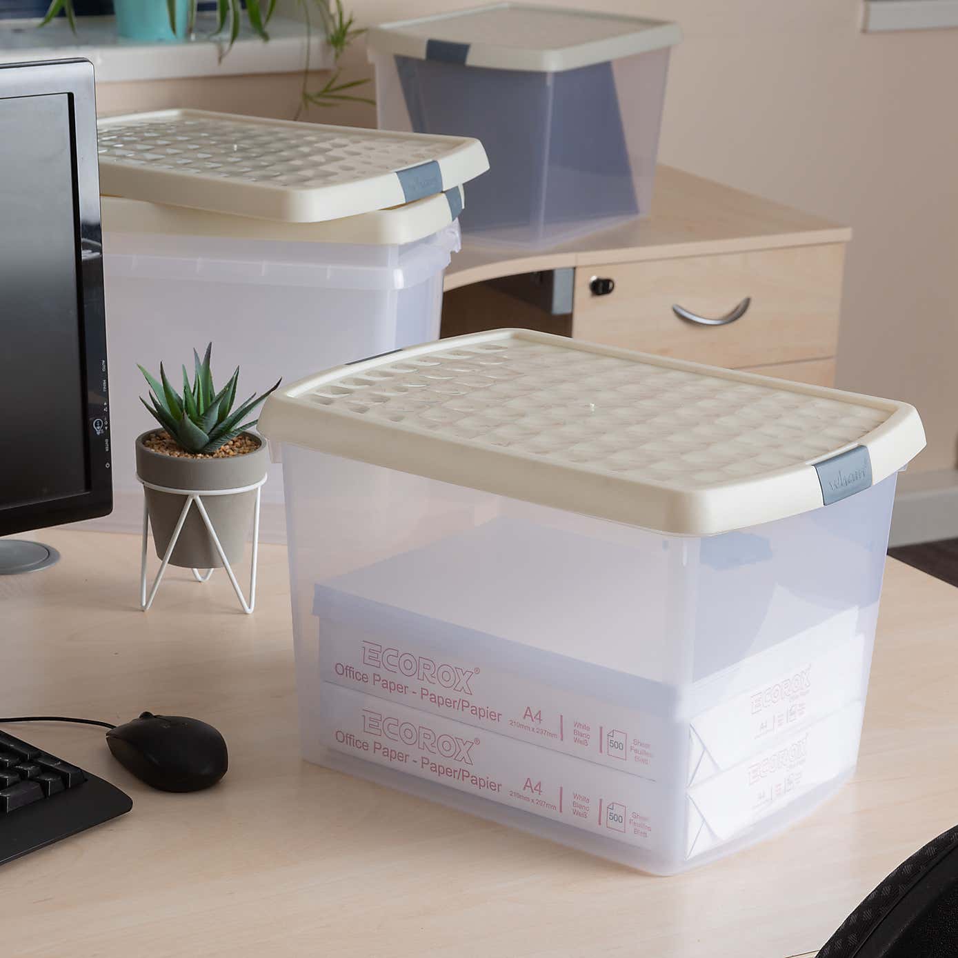 Wham Clip Pack of 4 Rectangle Storage Boxes With Lids