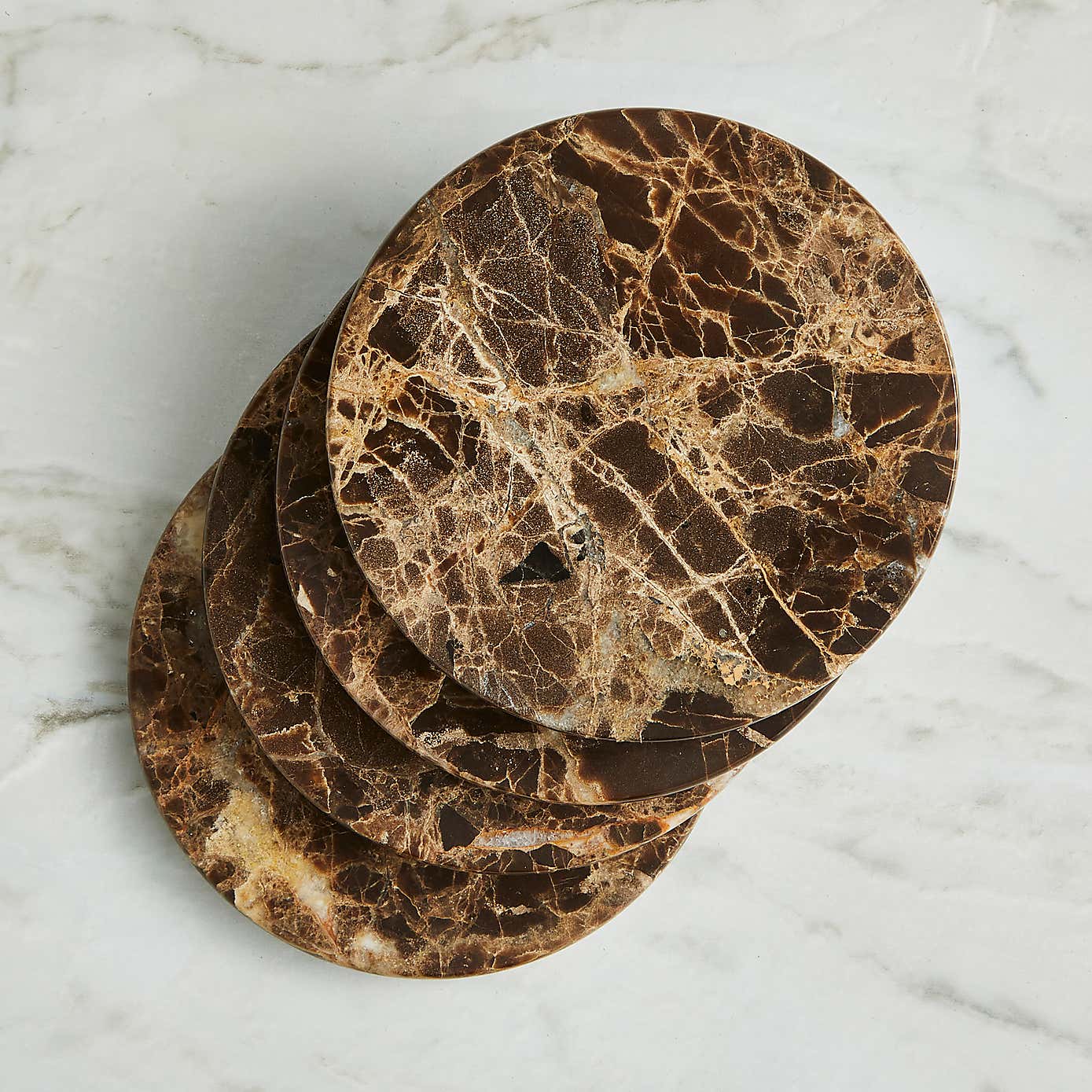 Pack of 4 Vintage Style Brown Marble Coasters