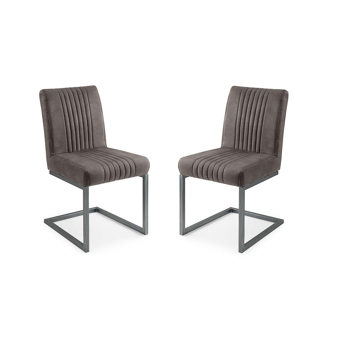 Brooklyn Set Of 2 Dining Chairs, Suede