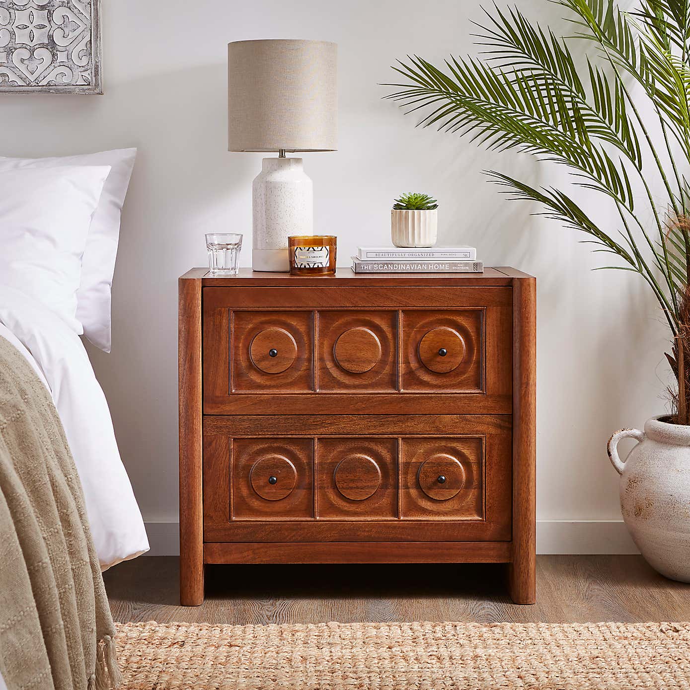 Theodore 2 Drawer Wide Bedside Table