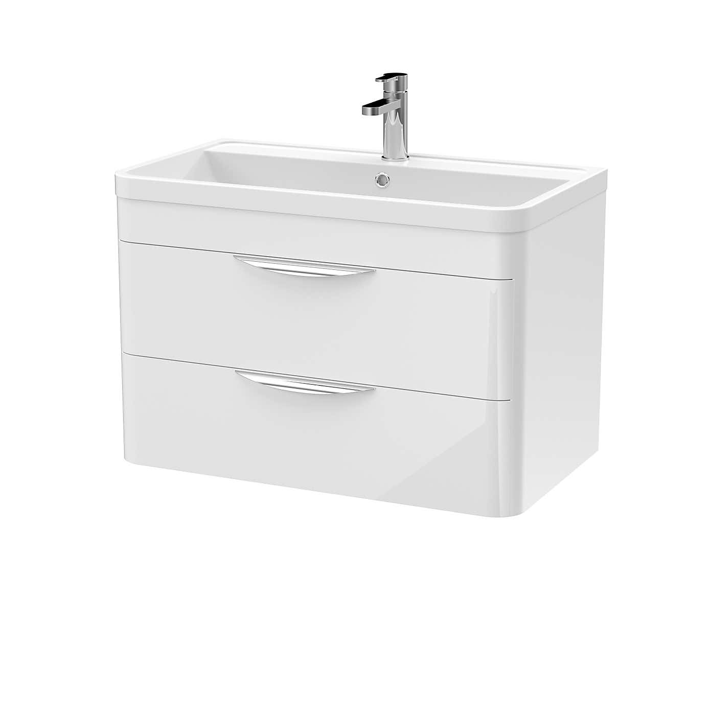 Parade Wall Mounted Vanity Unit with Ceramic Basin