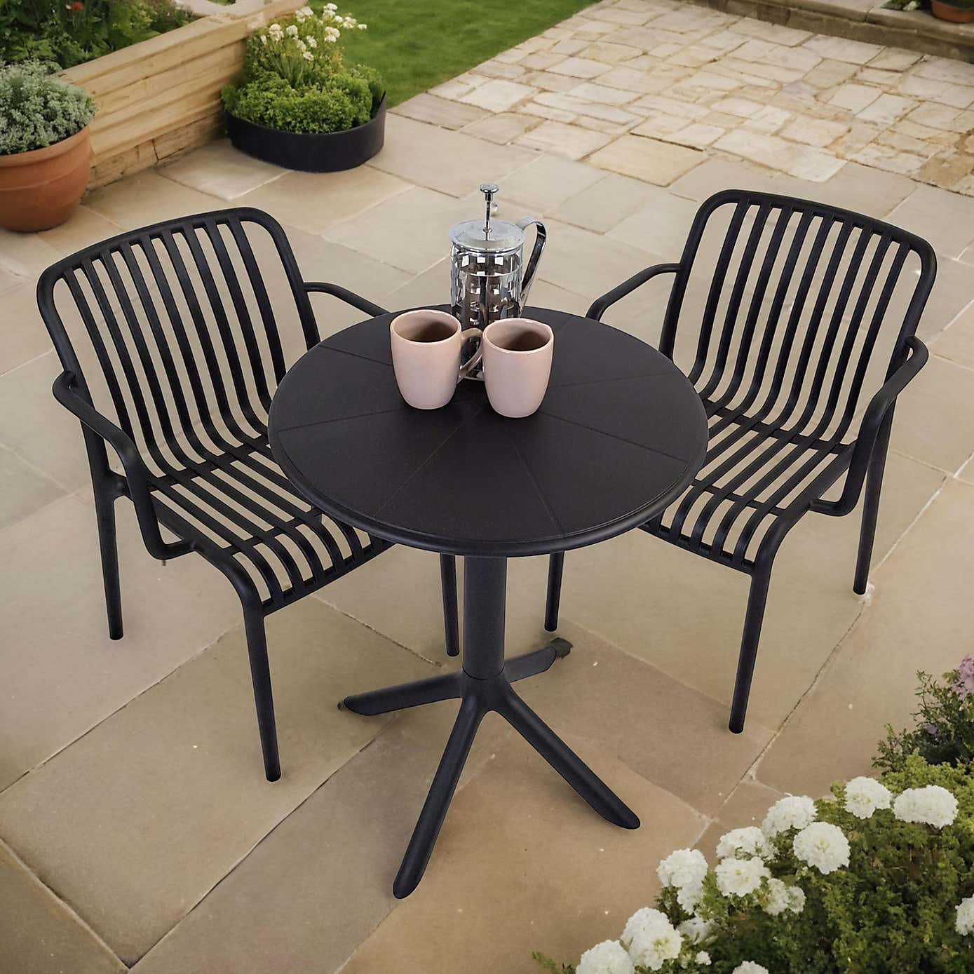 Modura Anders Round Bistro Table with 2 Alma Armchairs