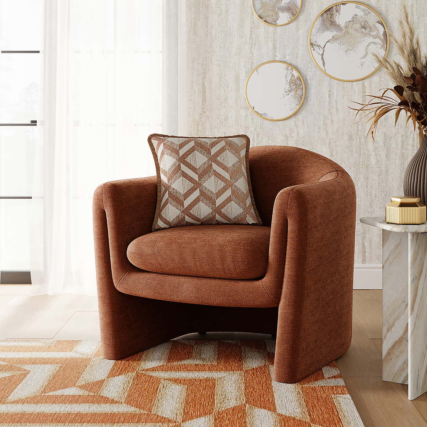 Darcy Distressed Chenille Accent Chair