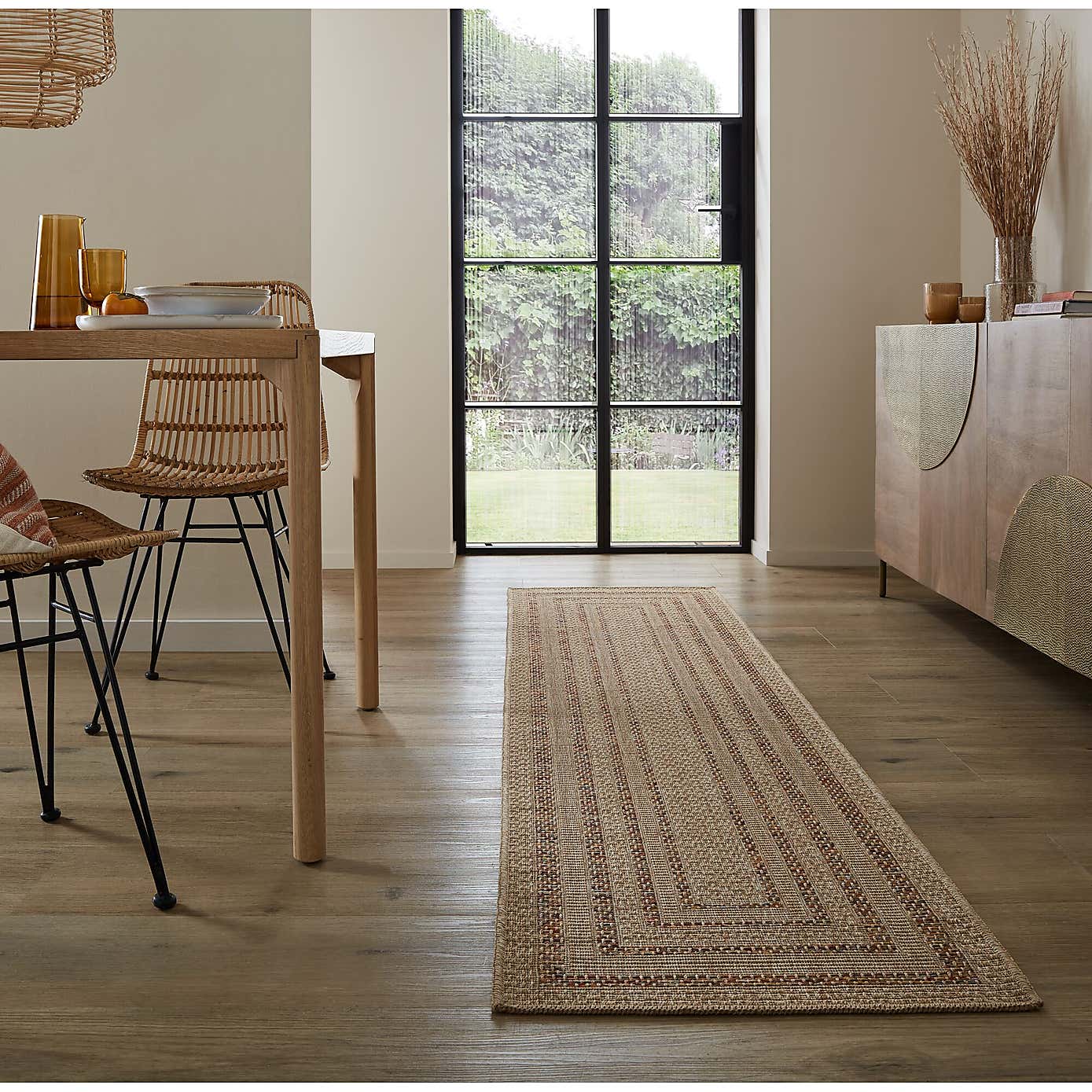 Stripe Border Indoor Outdoor Runner