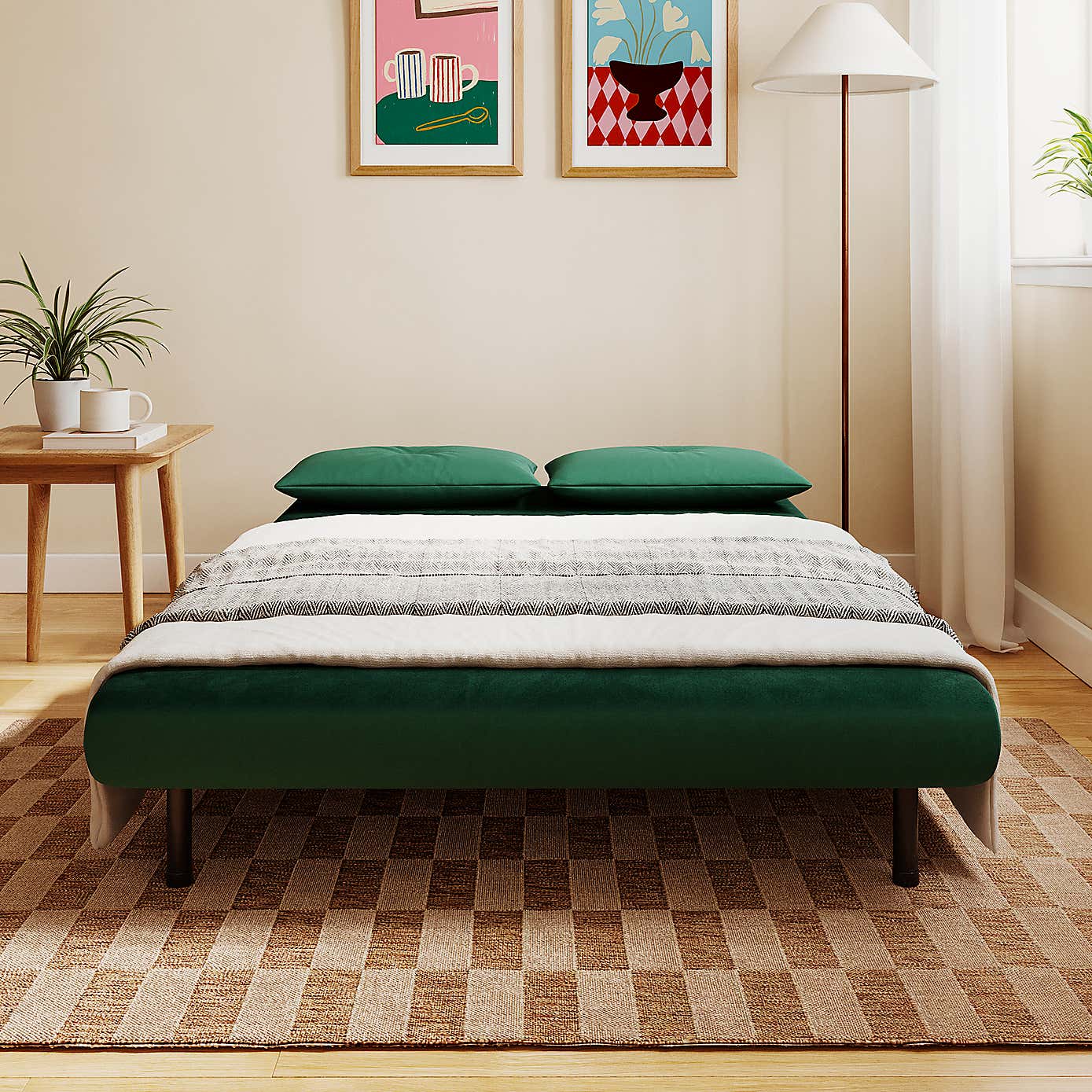 Phoebe Velvet Small Double Sofa Bed